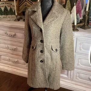 Gallery Women's Black and Cream Pea Coat